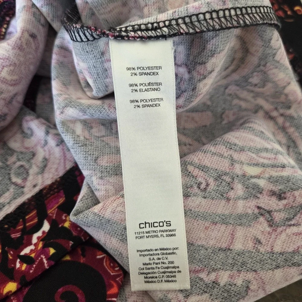 Chico's sz 2 or Large black geo print knee length‎ dress artsy chic boho career
